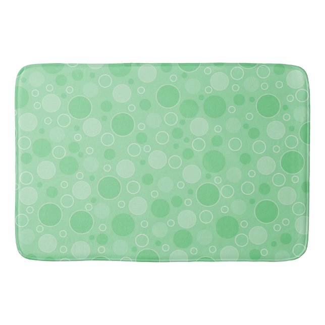 Polka dot green tones retro sixties bath mat (Front)