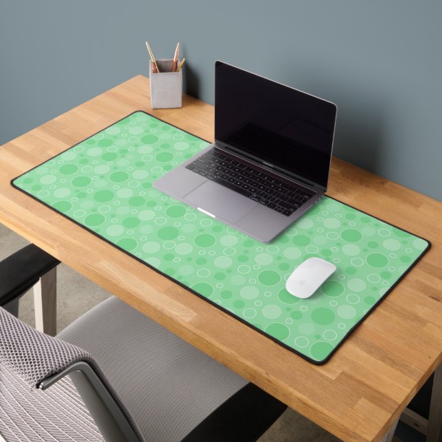Polka dot green tones retro sixties desk mat (Office 2)