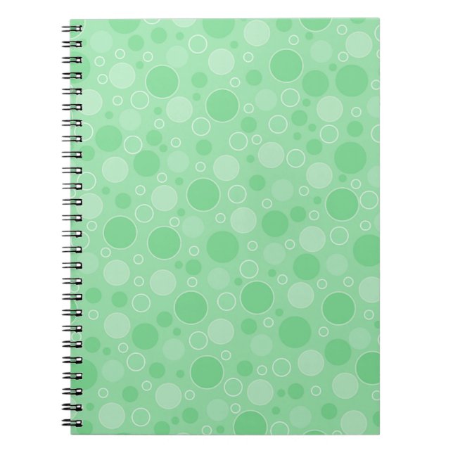 Polka dot green tones retro sixties notebook (Front)