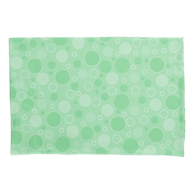 Polka dot green tones retro sixties pillowcase (Front)