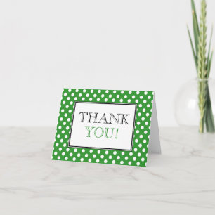 Polka Dot Green & White Thank You Card