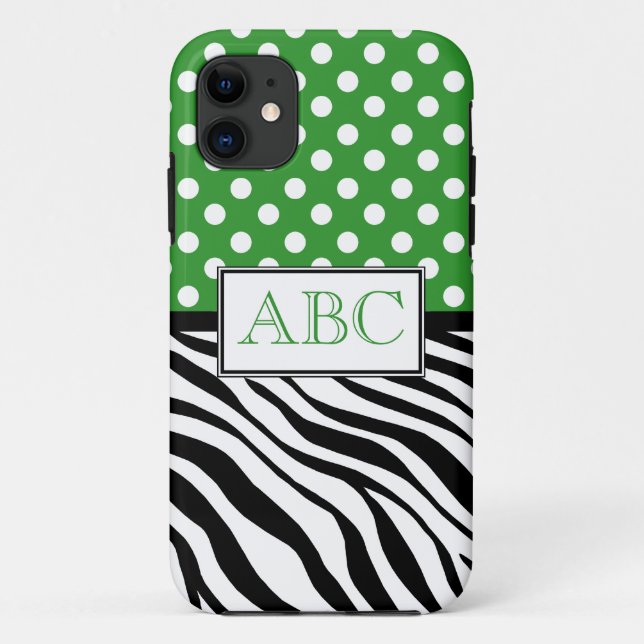 Polka Dot Green & Zebra Print iPhone 5 Case (Back)