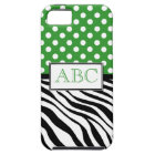 Polka Dot Green & Zebra Print iPhone 5 Case
