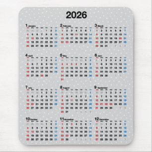 Polka Dot  Grey 2026 Calendar Mouse Mat