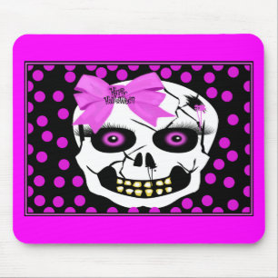 Polka-dot Halloween Girl Scull Mouse Mat