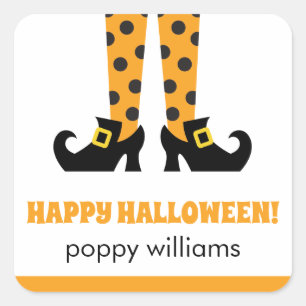 Polka Dot Halloween Witch Personalised Stickers