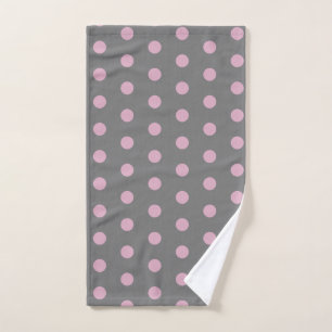 Polka Dot Hand Towel (Dark Grey & Soft Pink)