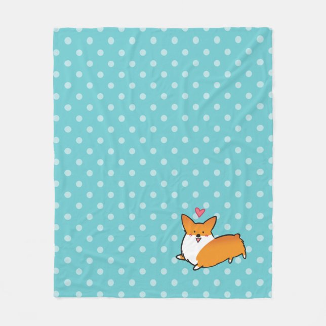 Polka Dot Happy Corgi Blanket (Front)
