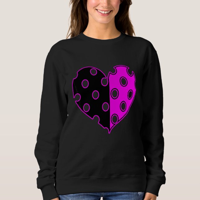 Polka Dot Heart In Black And Pink Sweatshirt (Front)