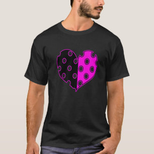 Polka Dot Heart In Black And Pink   T-Shirt