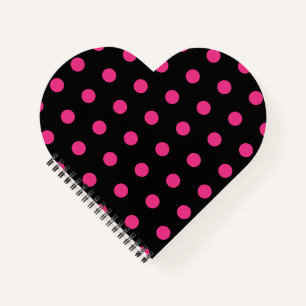 Polka Dot Heart Notebook (Black & Neon Pink)