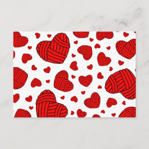 Polka Dot Heart Shaped Balls of Yarn (Red) Invitation