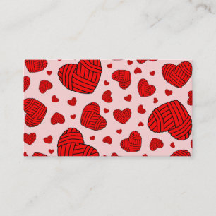 Polka Dot Heart Shaped Balls of Yarn (Red & Pink) Business Card