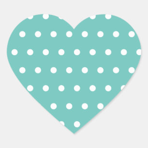 Polka Dot Heart Shaped Stickers (Aqua & White)