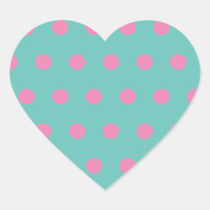 Polka Dot Heart Stickers (Aqua & Pink)