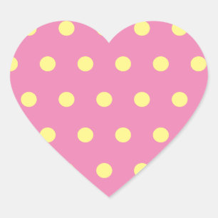 Polka Dot Heart Stickers (Pink & Soft Yellow)