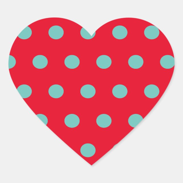Polka Dot Heart Stickers (Red & Aqua) (Front)