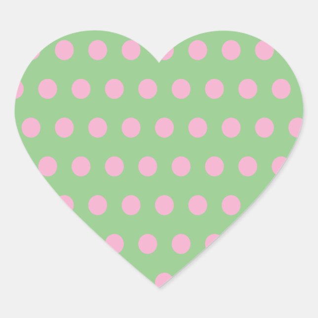 Polka Dot Heart Stickers (Sage Green & Pastel Pink (Front)