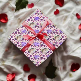 Polka Dot Hearts Custom Photo Wrapping Paper