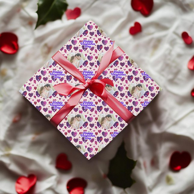 Polka Dot Hearts Custom Photo Wrapping Paper (Creator Uploaded)