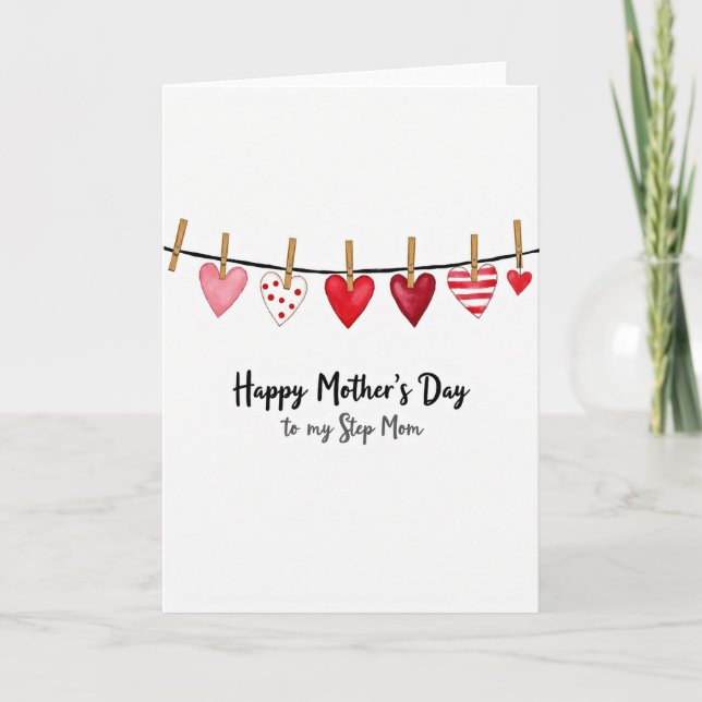 Polka Dot Hearts Mothers Card (Front)