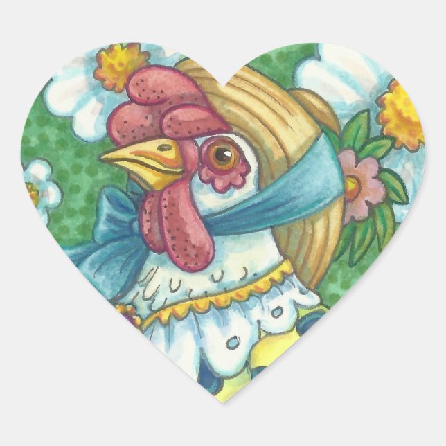 POLKA DOT HEN, CHICKEN STICKERS Heart, Sheet (Front)