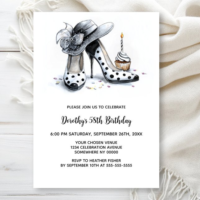 Polka Dot High Heel Shoes Birthday Party Invitation (Creator Uploaded)