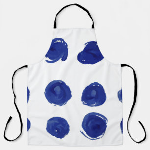Polka dot, indigo blue watercolor. apron