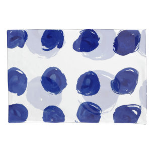 Polka dot, indigo blue watercolor. pillowcase