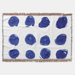 Polka dot, indigo blue watercolor. throw blanket