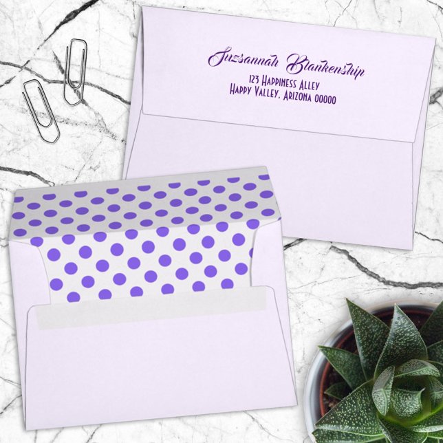 Polka Dot Inside Pastel Purple Outside Custom Envelope (Creator Uploaded)