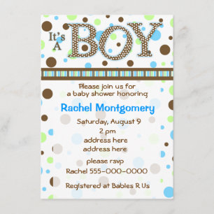 Polka dot its a boy baby shower invitation