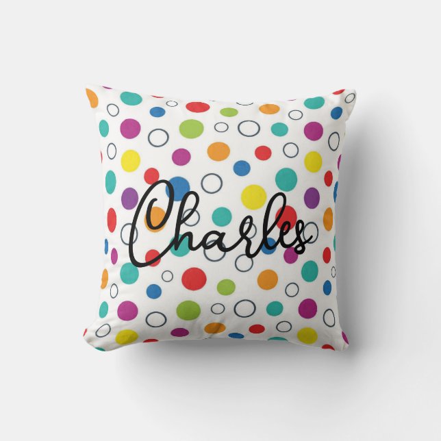 Polka-Dot Kids Throw Pillow (Front)