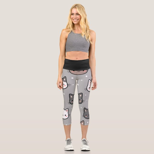 Polka Dot Kitty Capri Leggings (Front)