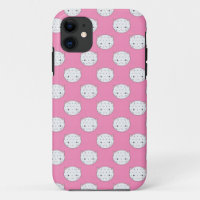 Polka Dot Kitty Pink and White Cat Face Pattern
