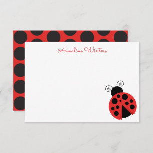 Polka Dot Ladybug Personalised Note Cards