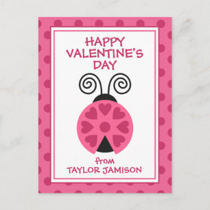 Polka Dot Ladybug Personalised Valentine's Cards