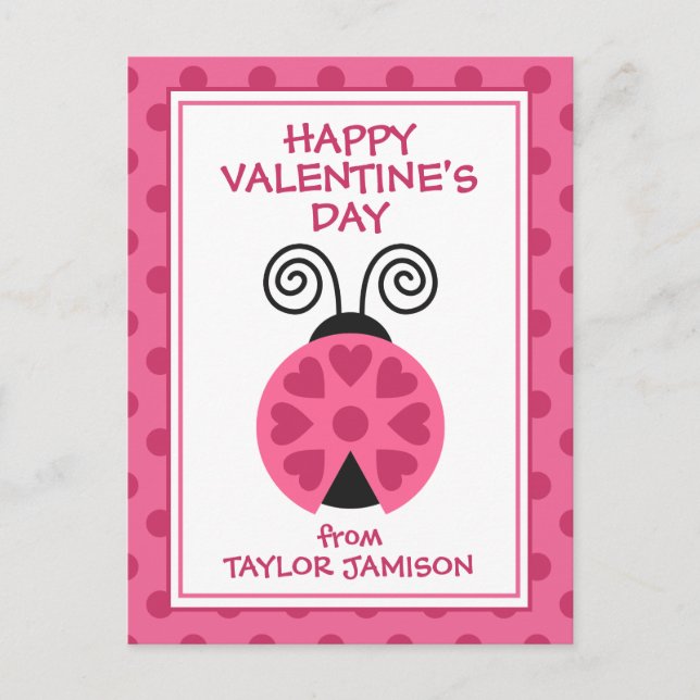 Polka Dot Ladybug Personalised Valentine's Cards (Front)