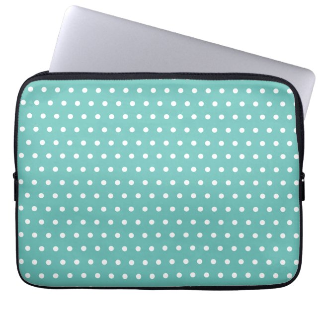 Polka Dot Laptop Case (Aqua & White) (Front)