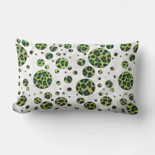 Polka Dot Leopard Black and Green Lumbar Cushion