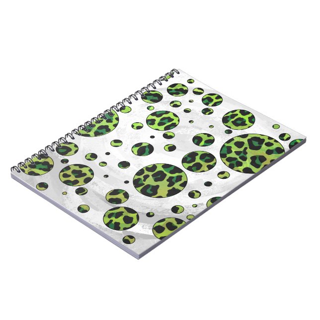 Polka Dot Leopard Black and Green Notebook (Left Side)