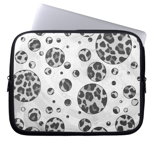 Polka Dot Leopard Black and White Design Laptop Sleeve (Front)