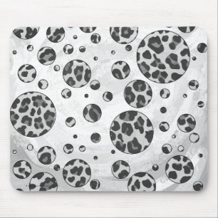 Polka Dot Leopard Black and White Design Mouse Mat