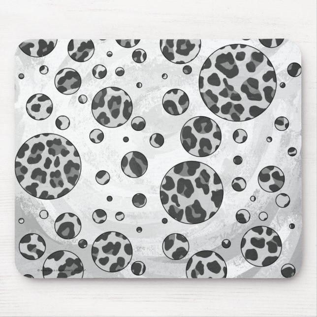 Polka Dot Leopard Black and White Design Mouse Mat (Front)