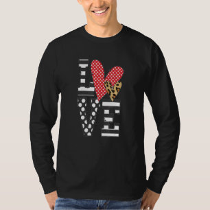 Polka Dot Leopard Love Heart Bow Tie Valentine's D T-Shirt
