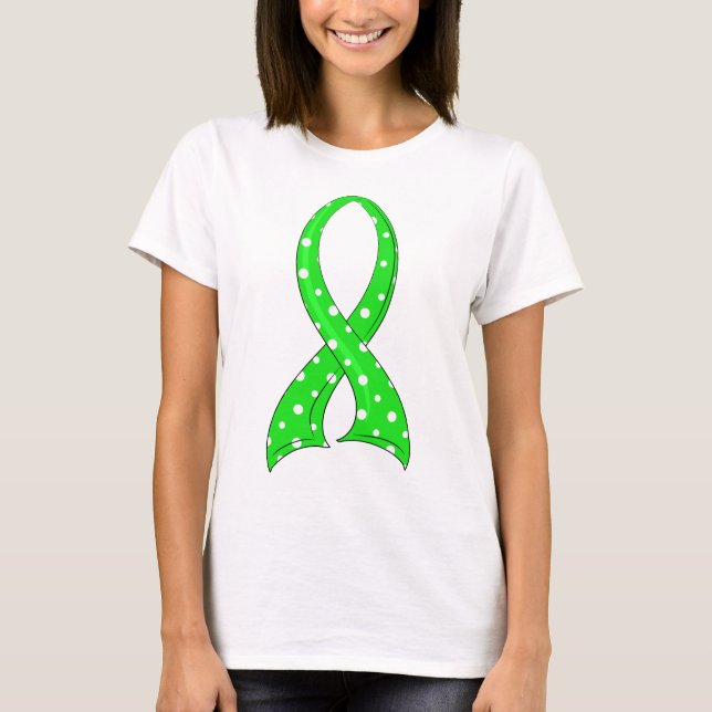 Polka Dot Lime Green Ribbon Non-Hodgkin's Lymphoma T-Shirt (Front)