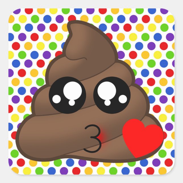 Polka Dot Love Poop Emoji Stickers (Front)