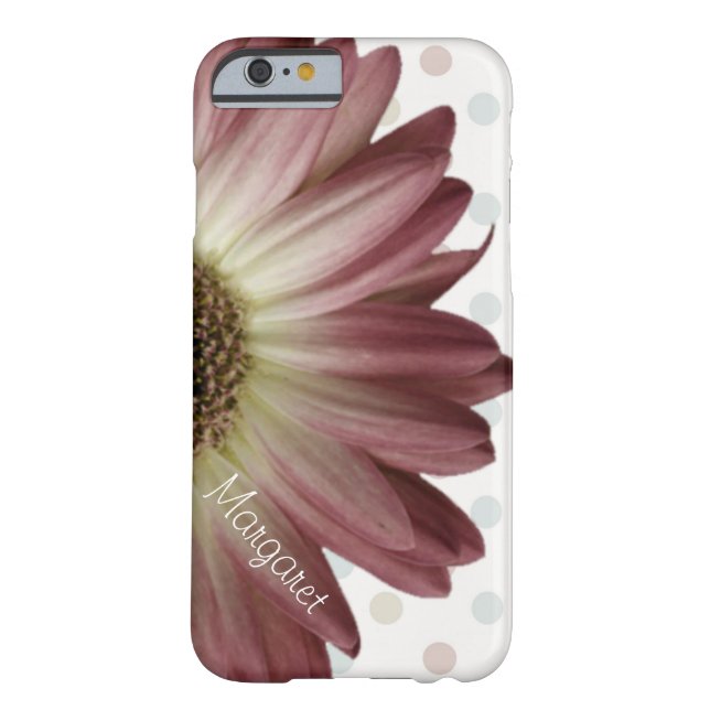 Polka Dot Marsala Wine Daisy Custom Name Case-Mate iPhone Case (Back)