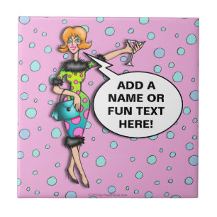 Polka Dot Martini Diva Coaster Tile