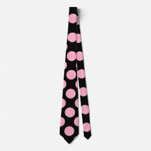 Polka Dot Men's Dress Tie - Pink on Black